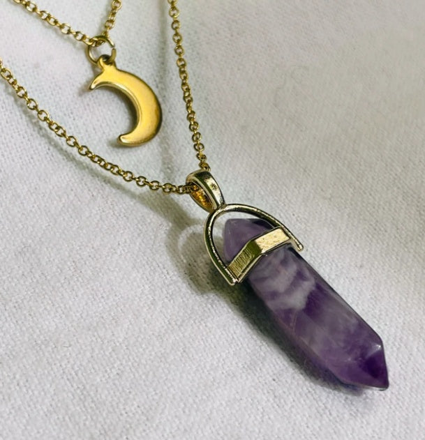 Web Based Moon Hexagonal Column Pendant