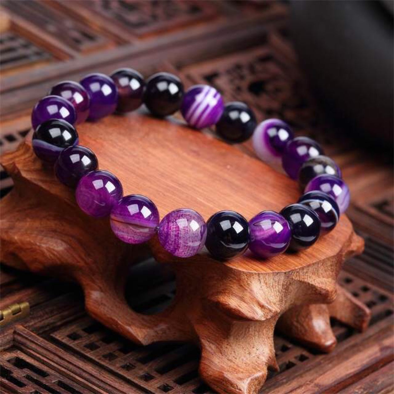 Wbs Bracelet En Pierre Naturelle Violet Pour Femme