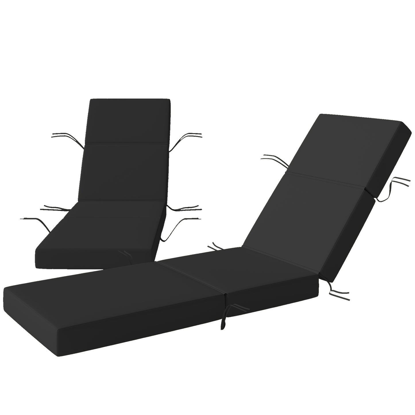 Web Based Set of 2 Chaise Lounge Cushion, 4" Thick Outdoor Lounge Chair Cushions with Ties for Patio, 21" x 72 ", Gray