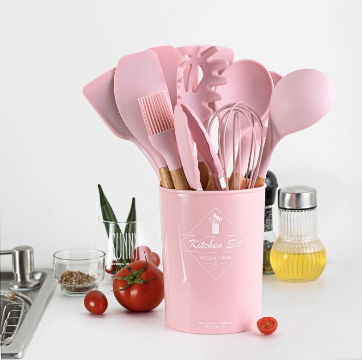 Web Based Silicone Kitchenware With Wooden Handle