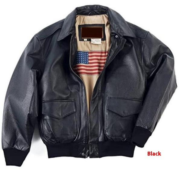 Webbased  Retro Oversized US Air Force Fur Leather Coat
