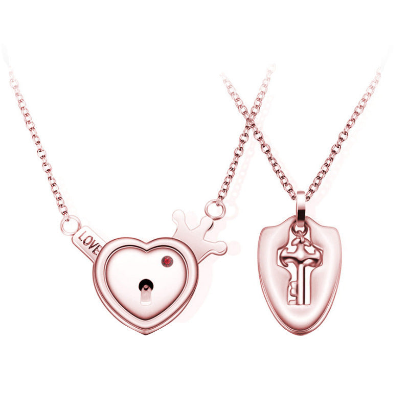 Web Based Fashion Jewelry Titanium Steel Couple Love Lock, Bracelet, Key Set, Necklace