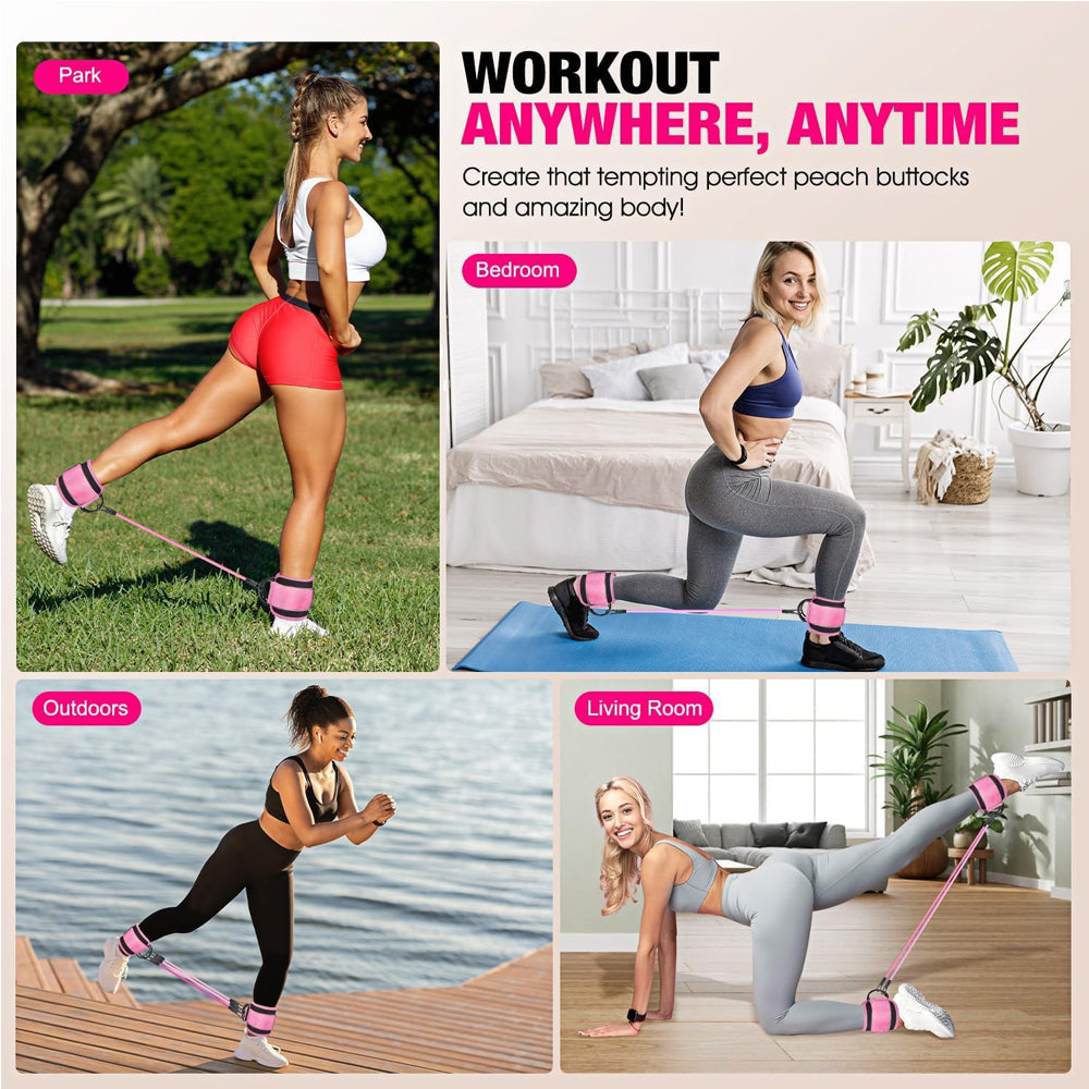 Web Based Ankle Resistance Bands With Cuffs For Women & Men,Adjustable Leg Workout Bands For Kickbacks, Booty Lift For Home Gym
