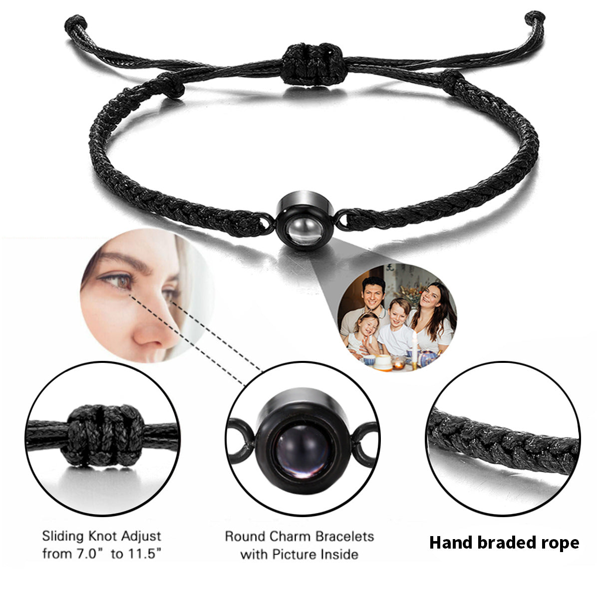 Web Based Projection Bracelets Circle Photo Bracelet Customized Colorful Woven Projection Bracelet Adjustable
