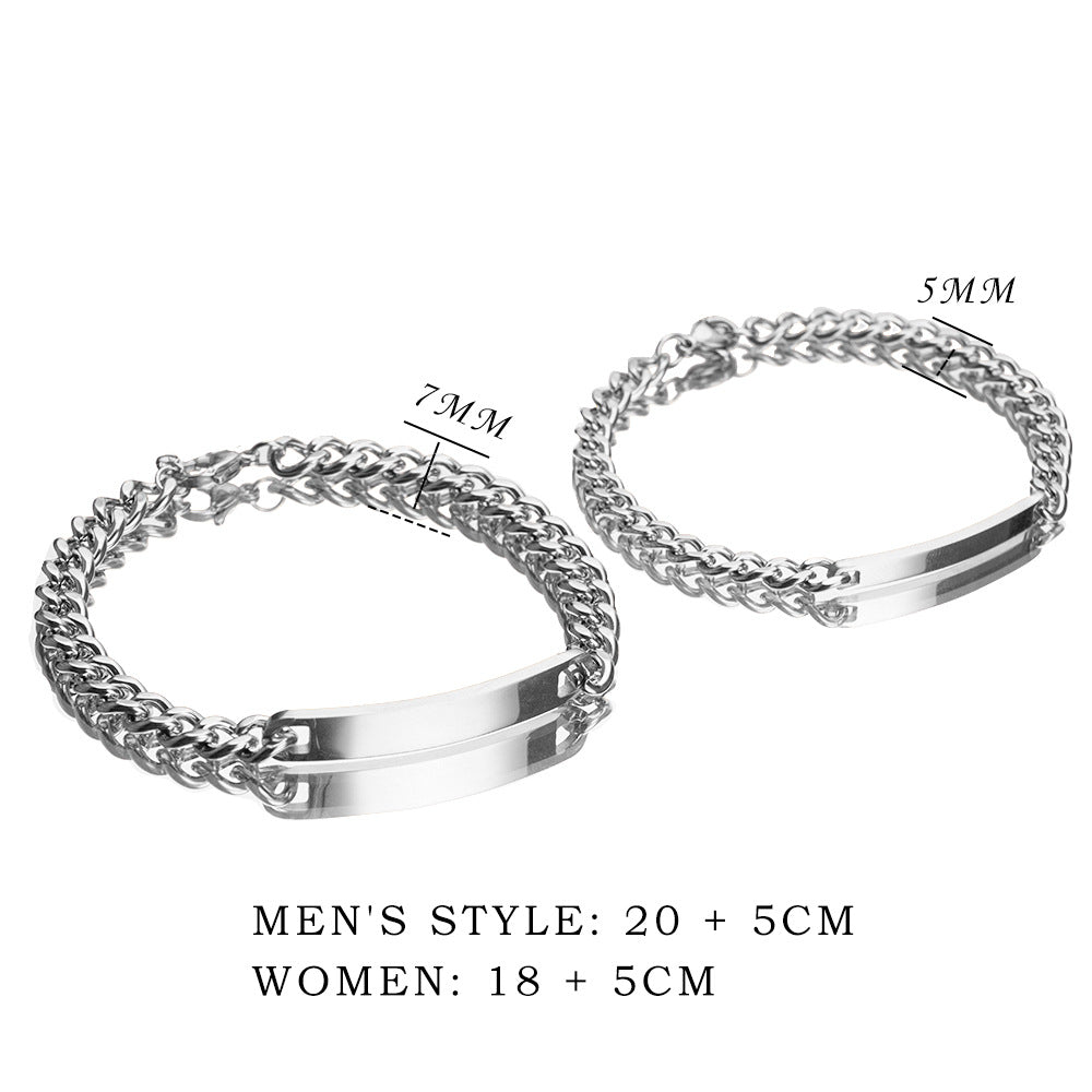 Web Based Engraved Titanium Steel Lovers' Day 18K High Quality Gold Plated Bracelet