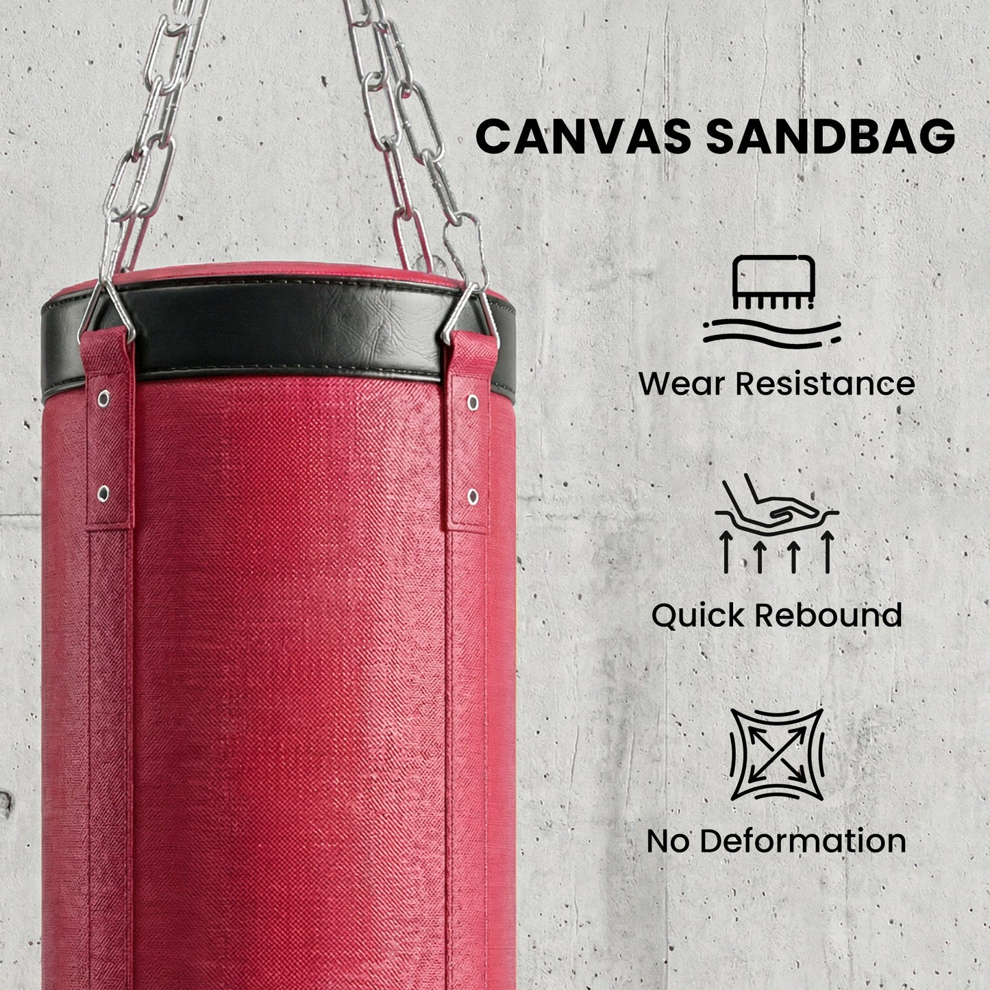 Web Based Punching Bag with Stand for Adults, 72.8"-90.9" Height Adjustable Freestanding Boxing Stand with Canvas Sandbag, Red