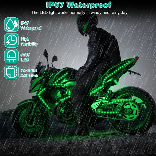 Web Based 6Pcs Motorcycle LED Light Strips Multi-Color Neon Light Kits Waterproof DC 12V RGB Atmosphere Lights