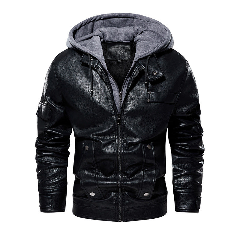 Webbased Men's US Size Leather Coat Fashionable Warm