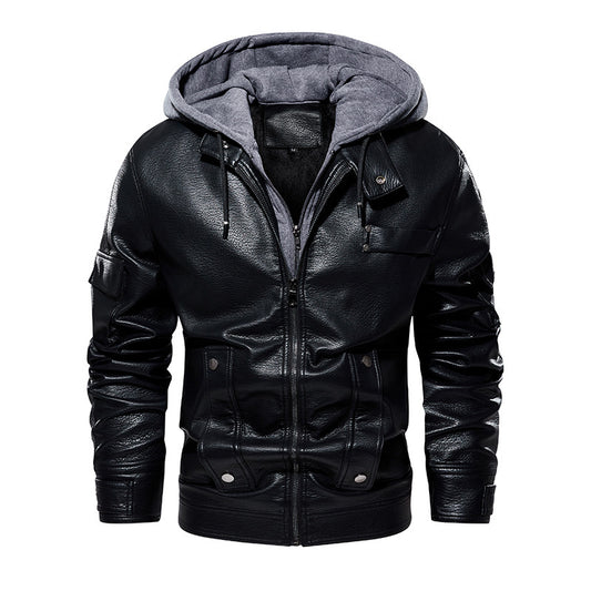 Webbased Men's US Size Leather Coat Fashionable Warm