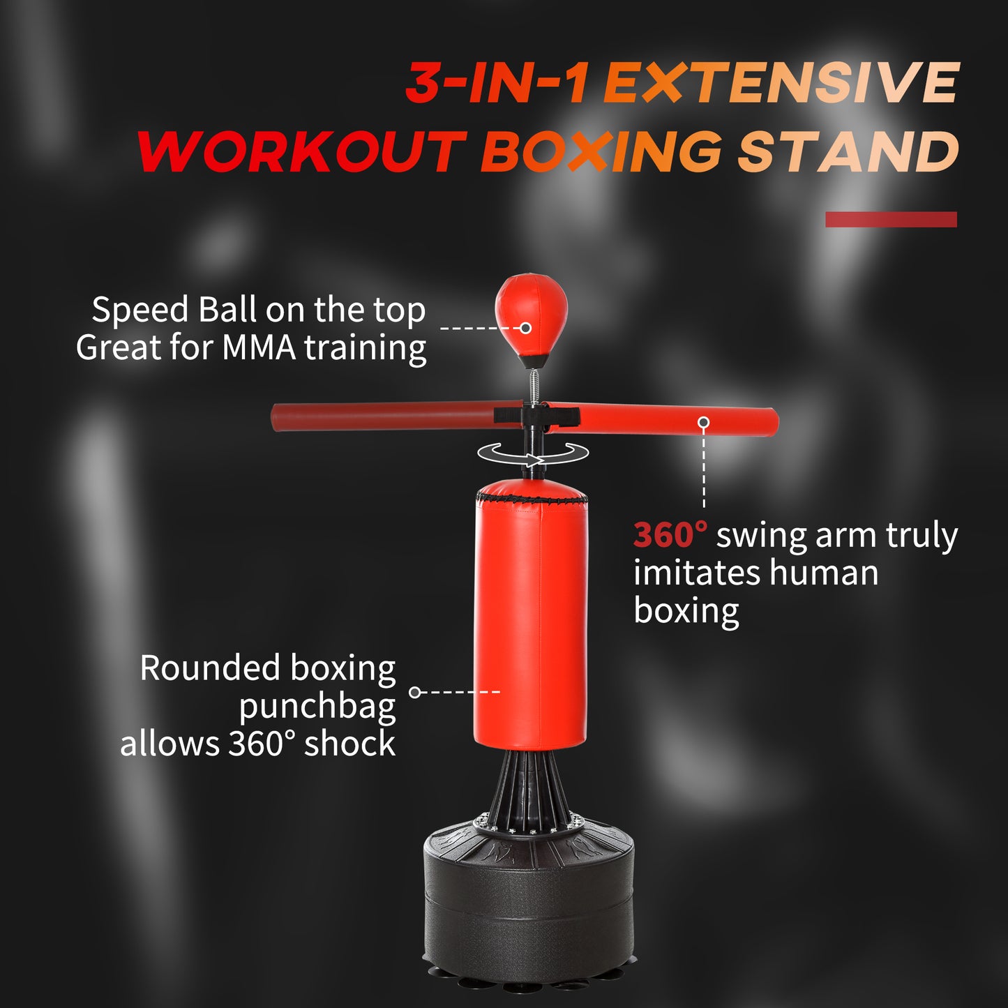 Web Based Boxing Bag, Freestanding Punching Bag with Speed Ball, Rotating Boxing Bar and Gloves, Weighted Base