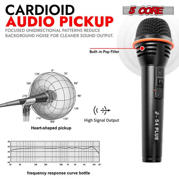 Web Based 5Core Microphone Dynamic Mic Karaoke Singing Studio XLR Mics Handheld Microfono