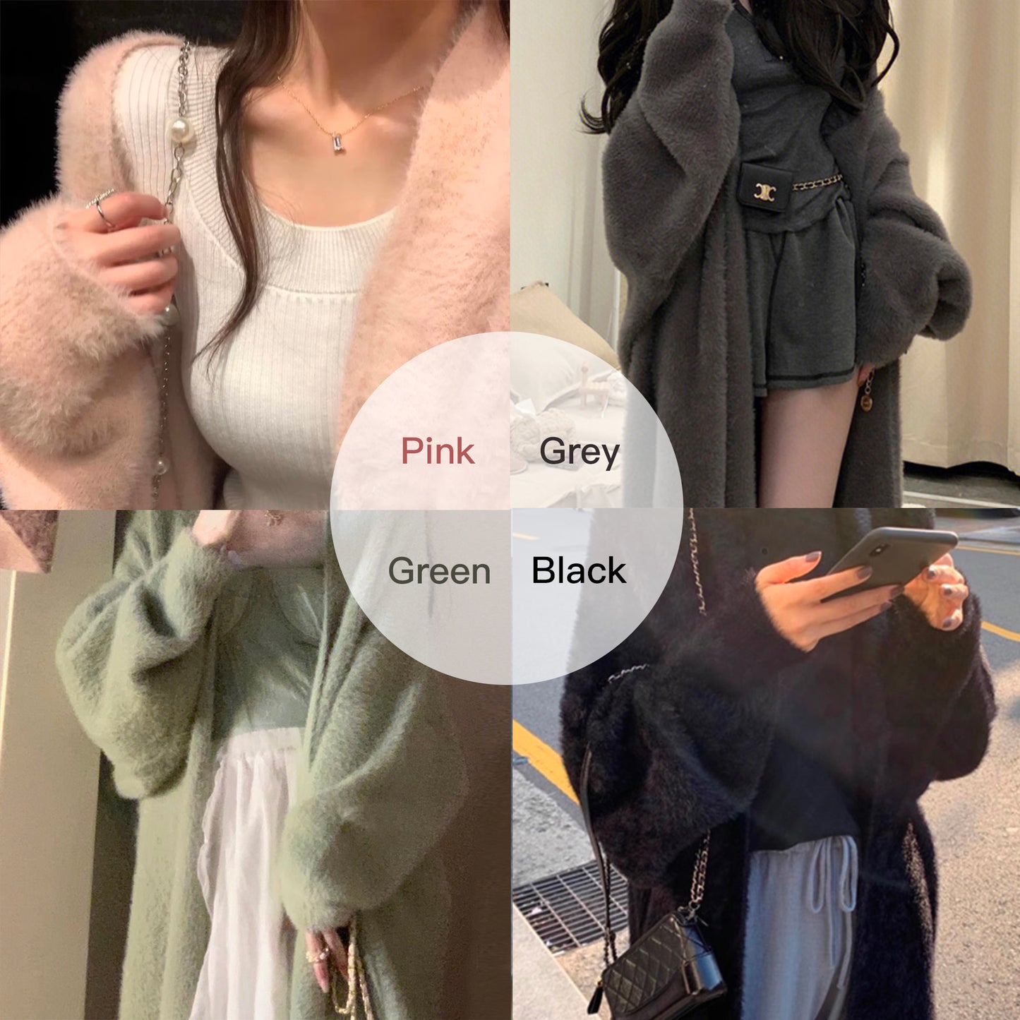 Web Based Hooded Fur Cardigan Coat Women's Spring Clothes, Thick Gentle Long Knitted Coat Handmade Clothing Hand Knit Outfit Of The Day