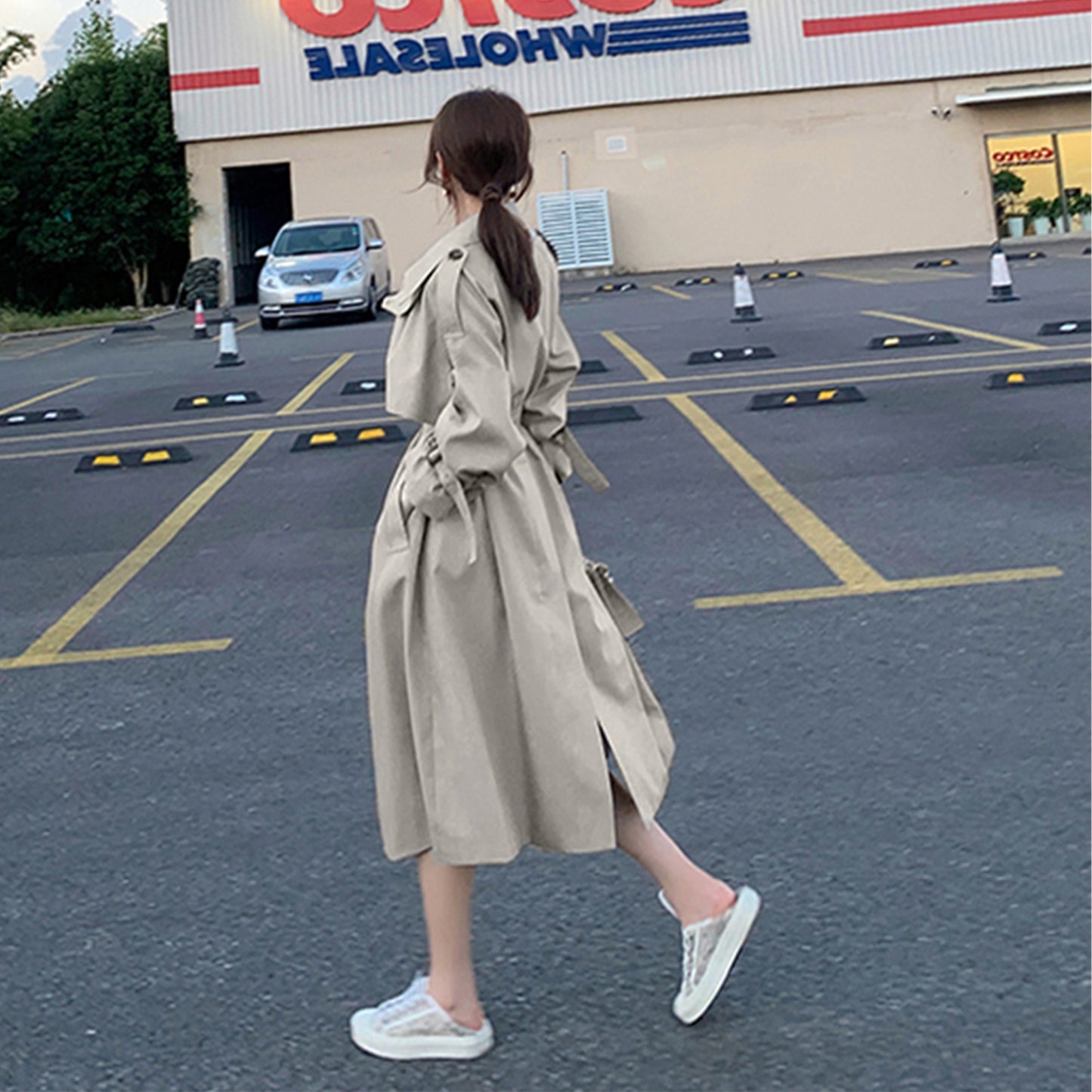 Web Based Women Trendy Trench Coat, Double Breasted Coat, Korean Women's Trench Coat, Elegant Oversize Trench Coat, Spring Clothing, Womens Clothing