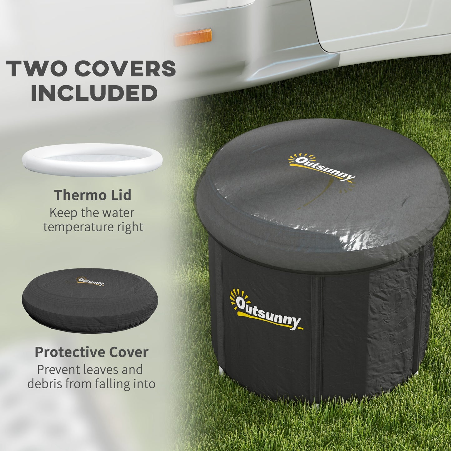 Web Based Cold Plunge Tub, Portable Ice Bath Cold Water Therapy Tub with Thermo Lid, for Athletes Recovery, Black