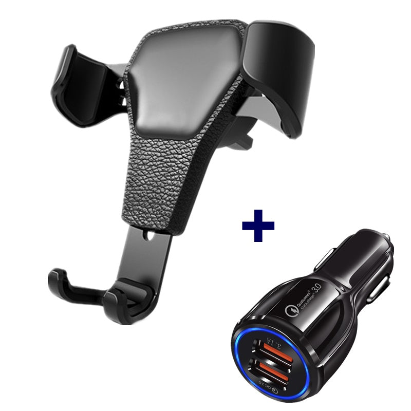 Web Based Leather grain gravity mobile phone car holder