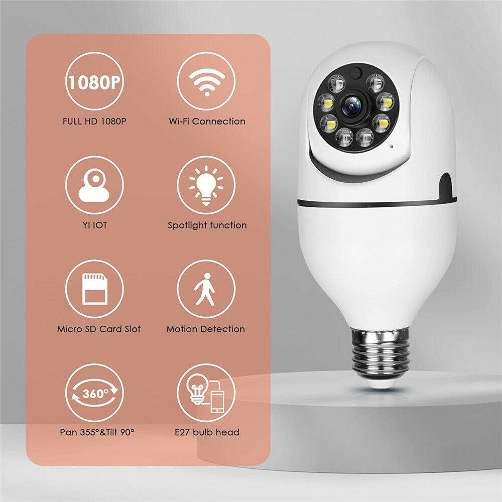 IWeb Based R E27 Light Bulb Camera 1080P HD Wireless Wifi Smart Home Security Camera