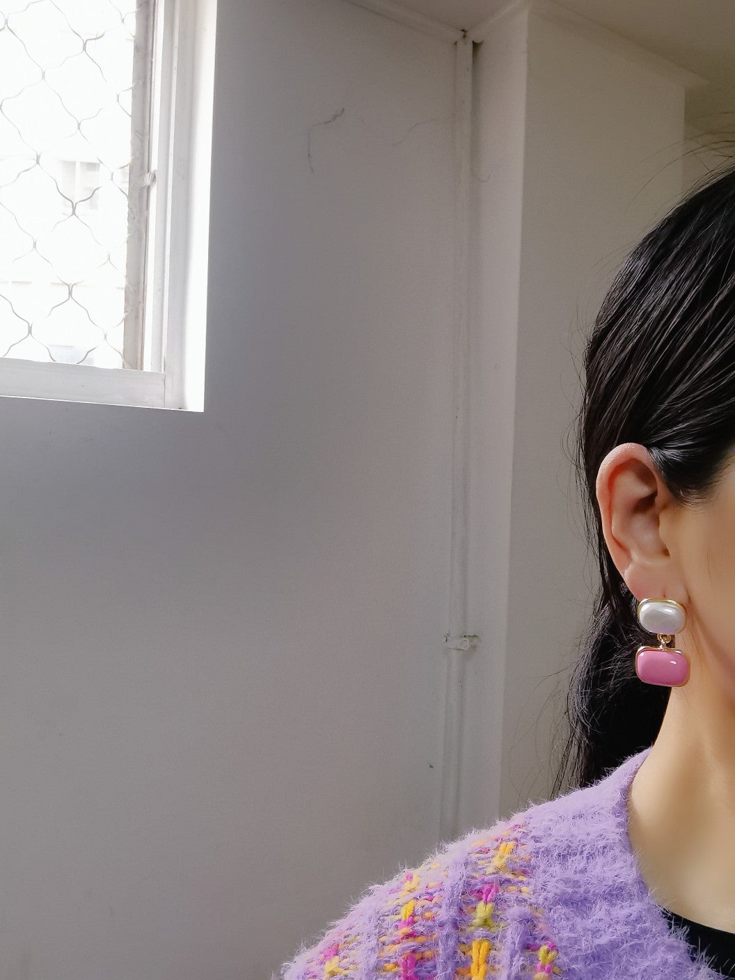 Web Based Korean Fashion Sweet Geometric Love Stud Earrings