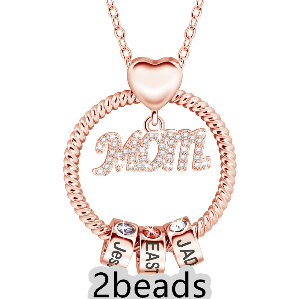 Web Based  Personalized Circle Pendant with Custom Beads Birthstone Pendant