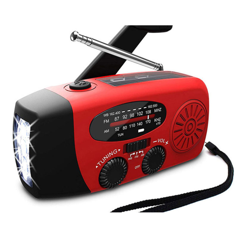 Web Based Solar hand crank USB charging radio flashlight