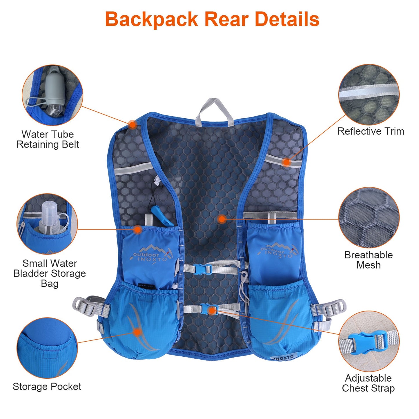 Web Based  Sport Hydration Vest Running Backpack With 15oz 50oz Water Bladder Adjustable Strap Storage Bag For Trail Running Marathon Race Hiking