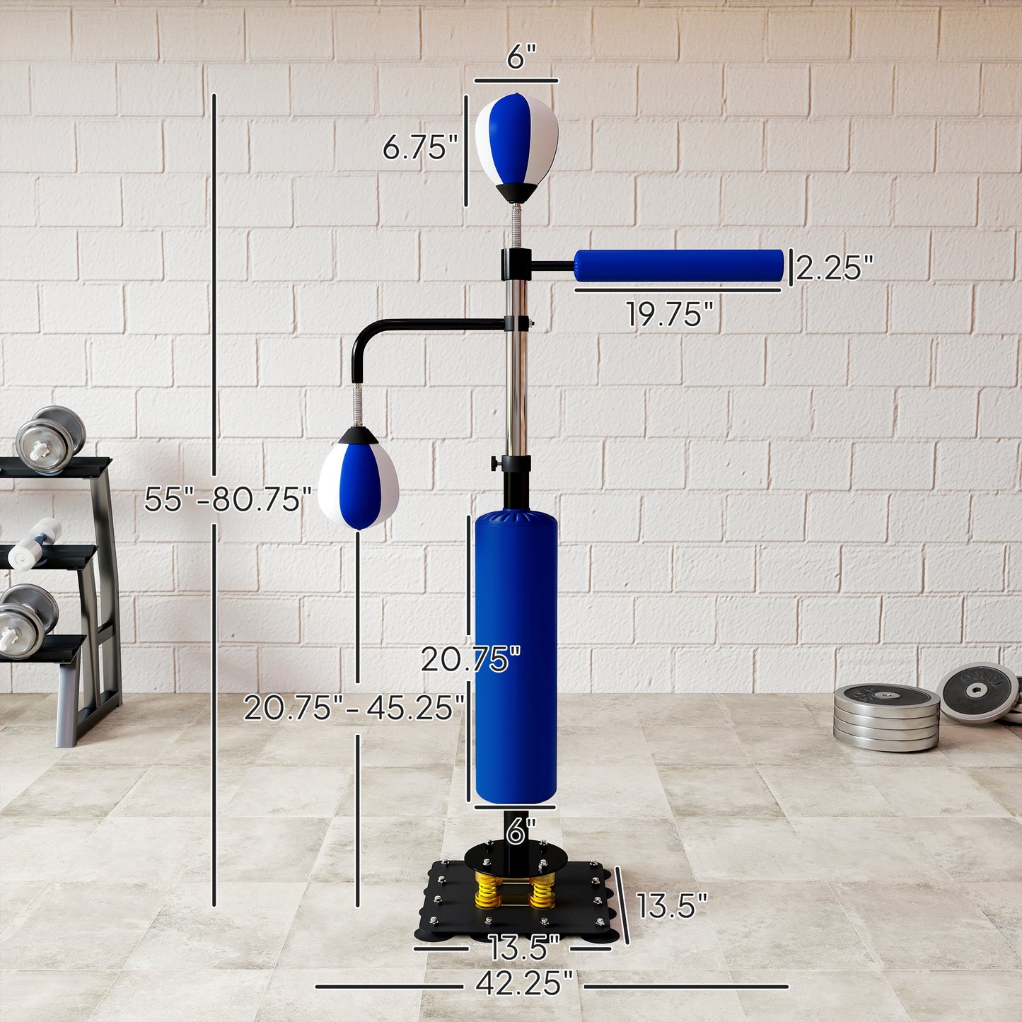Web Baseed 4.6'-6.7' Speed Bag Boxing Bag Stand, Reflex Bag Boxing Training Equipment, Speed Punching Bag, Blue
