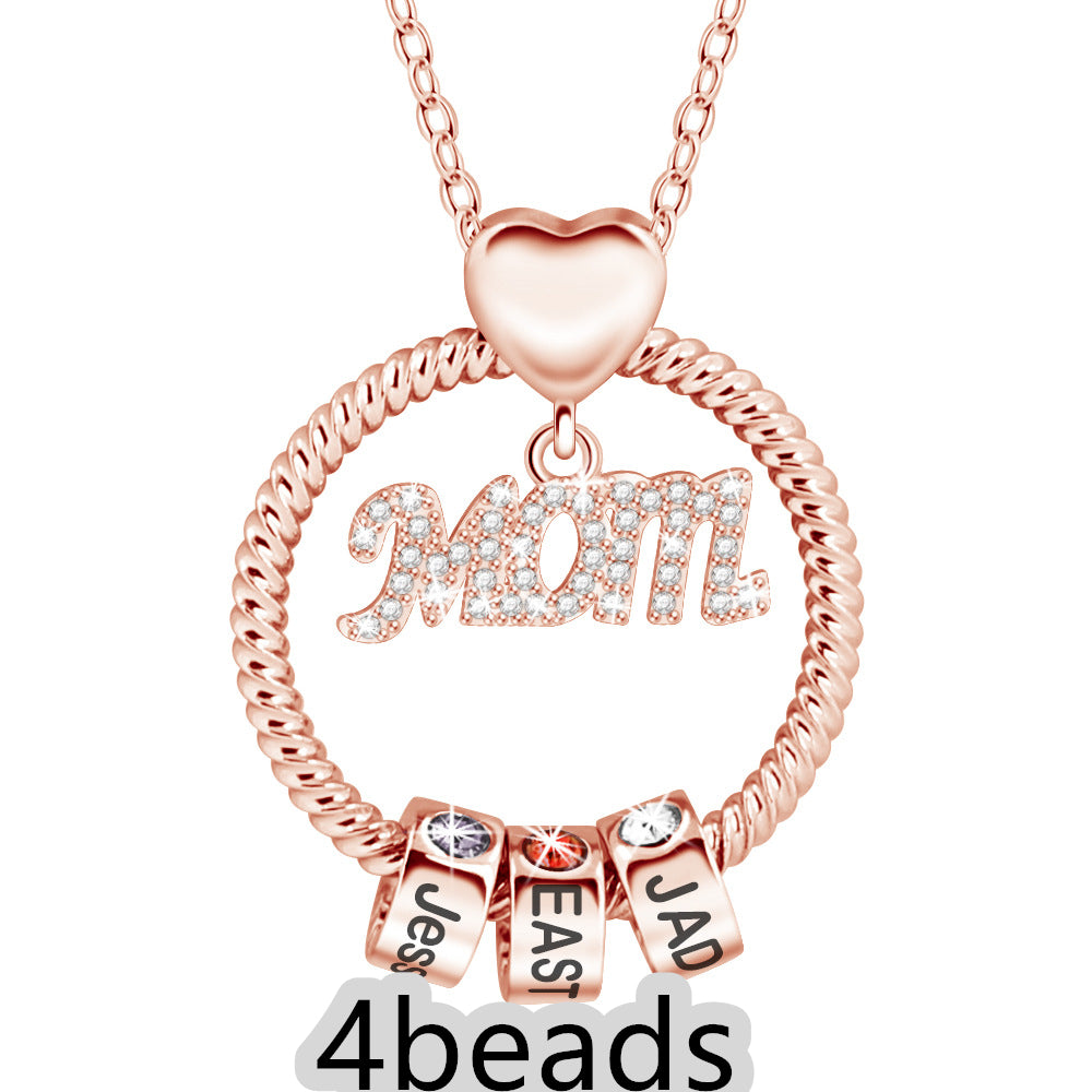 Web Based  Personalized Circle Pendant with Custom Beads Birthstone Pendant