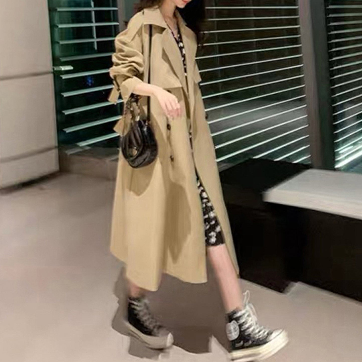 Web Based Women Trendy Trench Coat, Double Breasted Coat, Korean Women's Trench Coat, Elegant Oversize Trench Coat, Spring Clothing, Womens Clothing