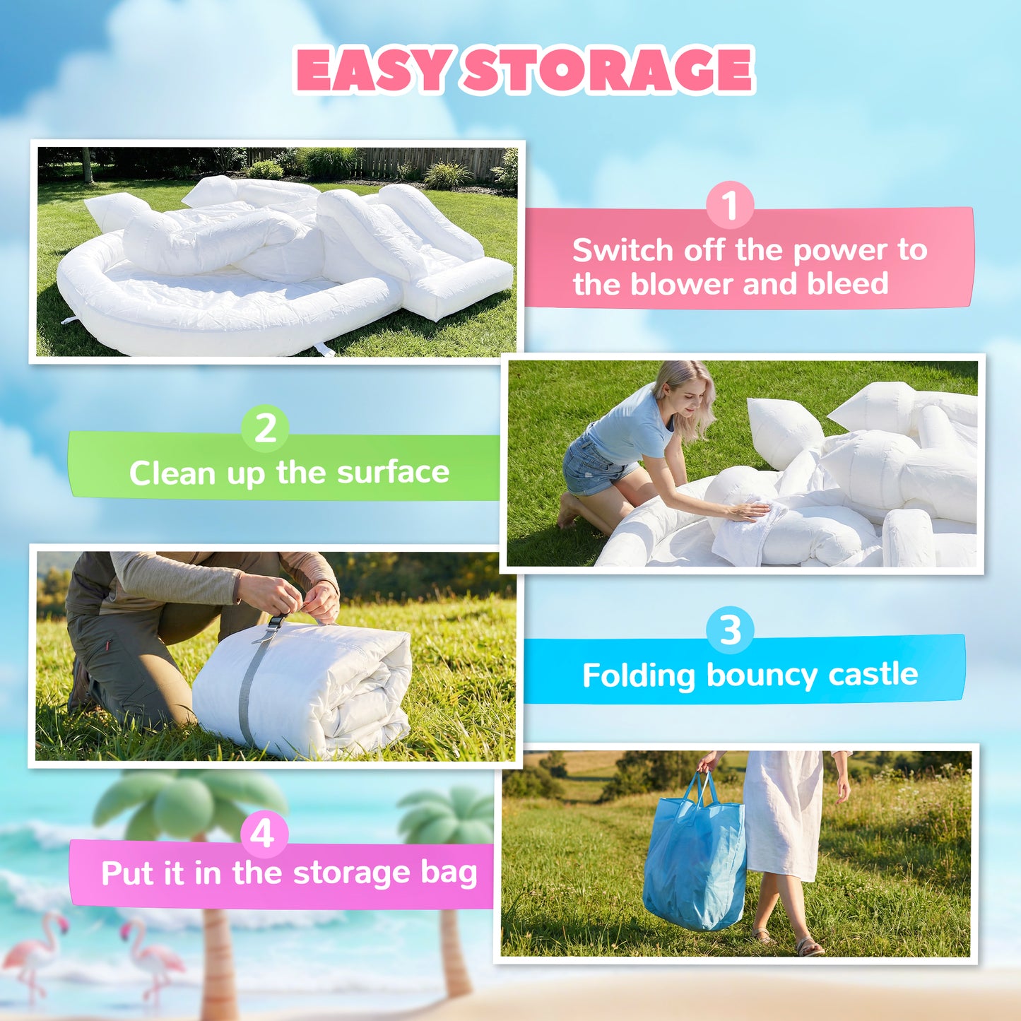 Web Based Inflatable Bounce House, 3-in-1 White Castle Bouncy House with Slide, Ball Pit and 370W Blower for Kids Ages 3-8, White