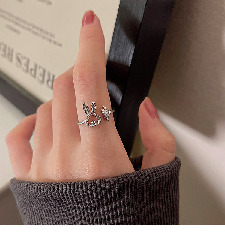 Web Based Asymmetric Carrot Rabbit Ring For Women
