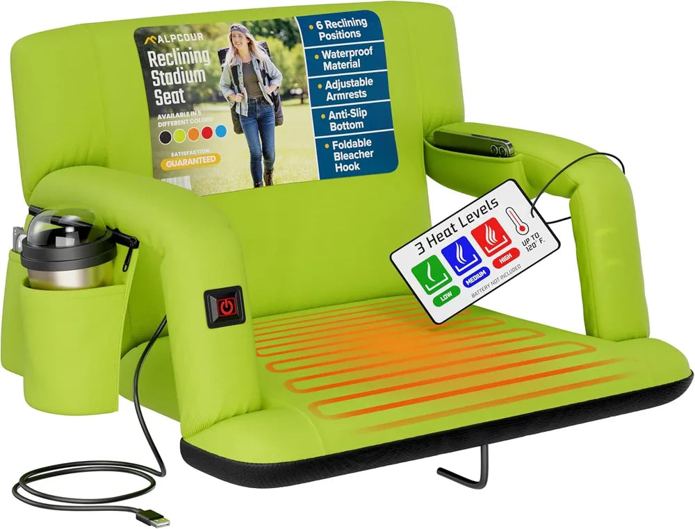 Web Based Alpcour Heated Reclining Stadium Seat For Bleachers With Back Support
