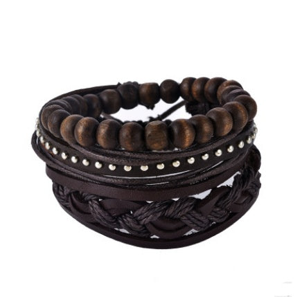 Web Based Leather Bracelet Men Multilayer Bead Bracelet Punk Wrap Bracelets for Women Vintage punk Men Jewelry