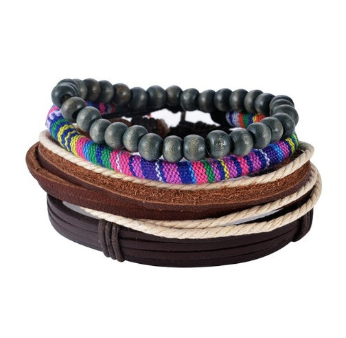 Web Based Leather Bracelet Men Multilayer Bead Bracelet Punk Wrap Bracelets for Women Vintage punk Men Jewelry