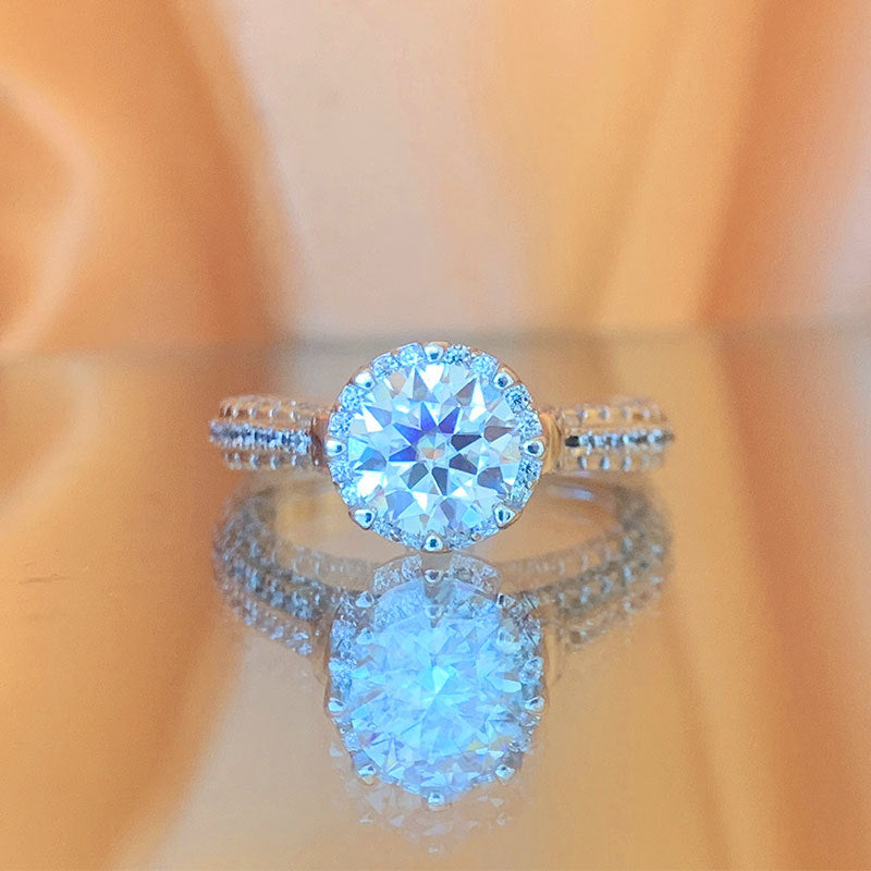 Web Based Mossanite Color Electroplating 18k Rose Gold Diamond Ring