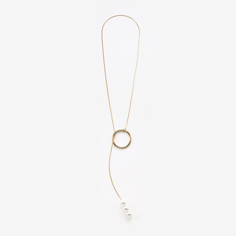 Web Based Fashion simple Korean pearl long sweater chain