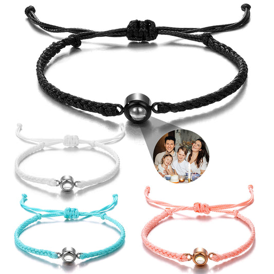 Web Based Projection Bracelets Circle Photo Bracelet Customized Colorful Woven Projection Bracelet Adjustable