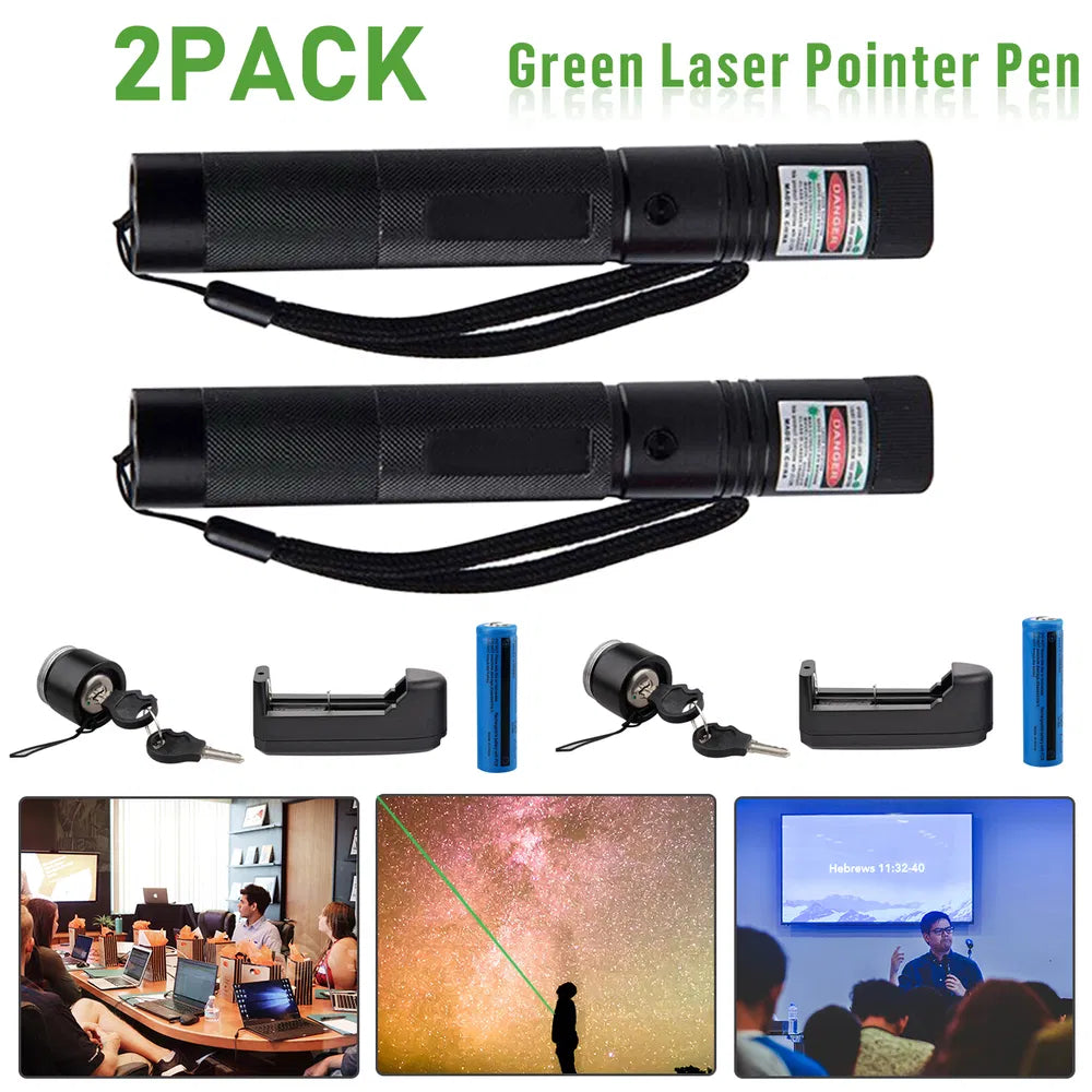 Web Based 2 Pack-Rechargeable 532nm Visible Beam Light Laser Green Laser Pointer Pen - Battery - Charger Set-Logistics Only For USPS. TK And TMEU Only For Self-pickup