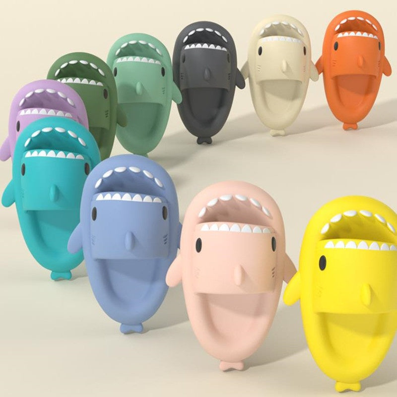 Web Based Adult's Slippers Indoor Outdoor Funny Shark Cartoon