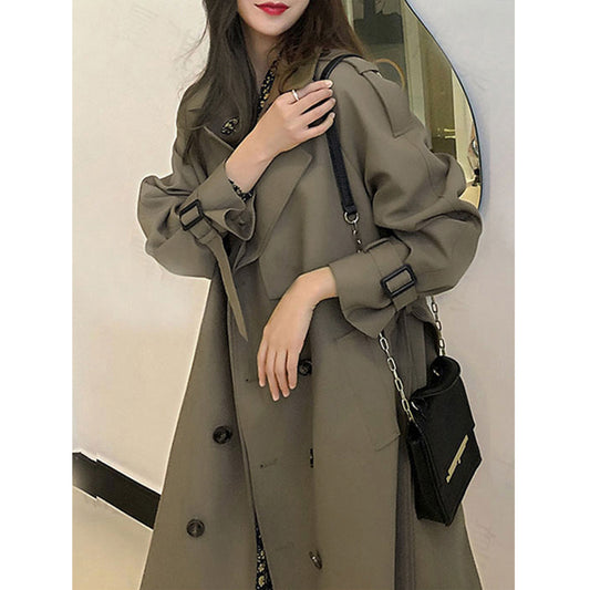 Web Based Women Trendy Trench Coat, Double Breasted Coat, Korean Women's Trench Coat, Elegant Oversize Trench Coat, Spring Clothing, Womens Clothing