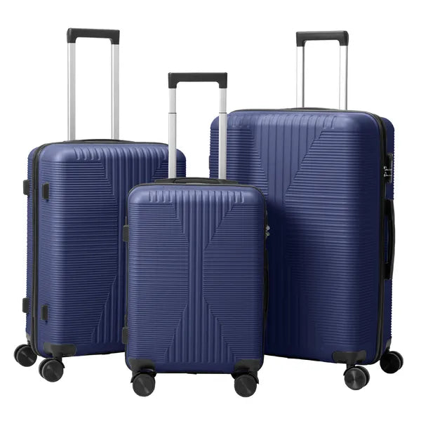 Web Based Non-TSA Customs Lock 3-in-1 PP Trolley Case, 20in, 24in, 28in, PP, Navy Blue