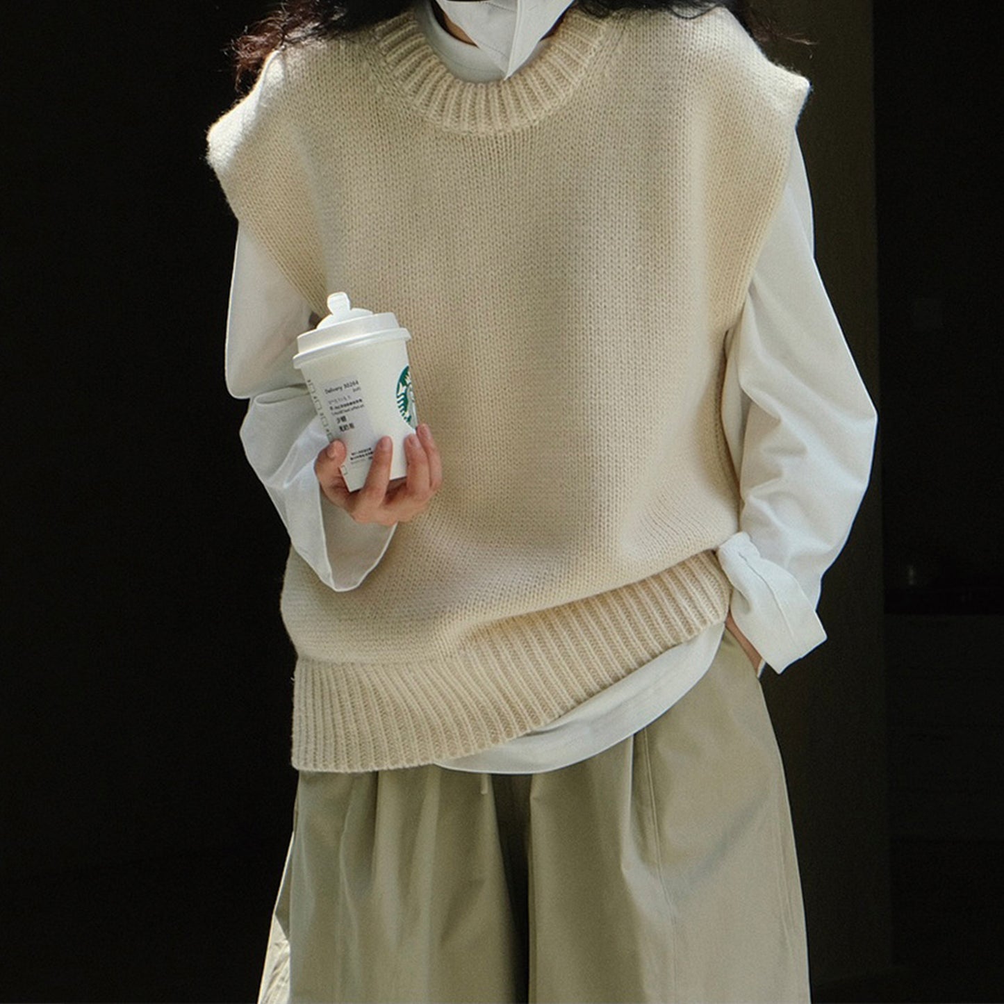 Web Based Wool Round-neck Knitted Waistcoat, Loose Knit Tank Top, Vintage Clothes, Sleeveless Wool Vest Handmade Clothing, Knitwear, Spring Clothing