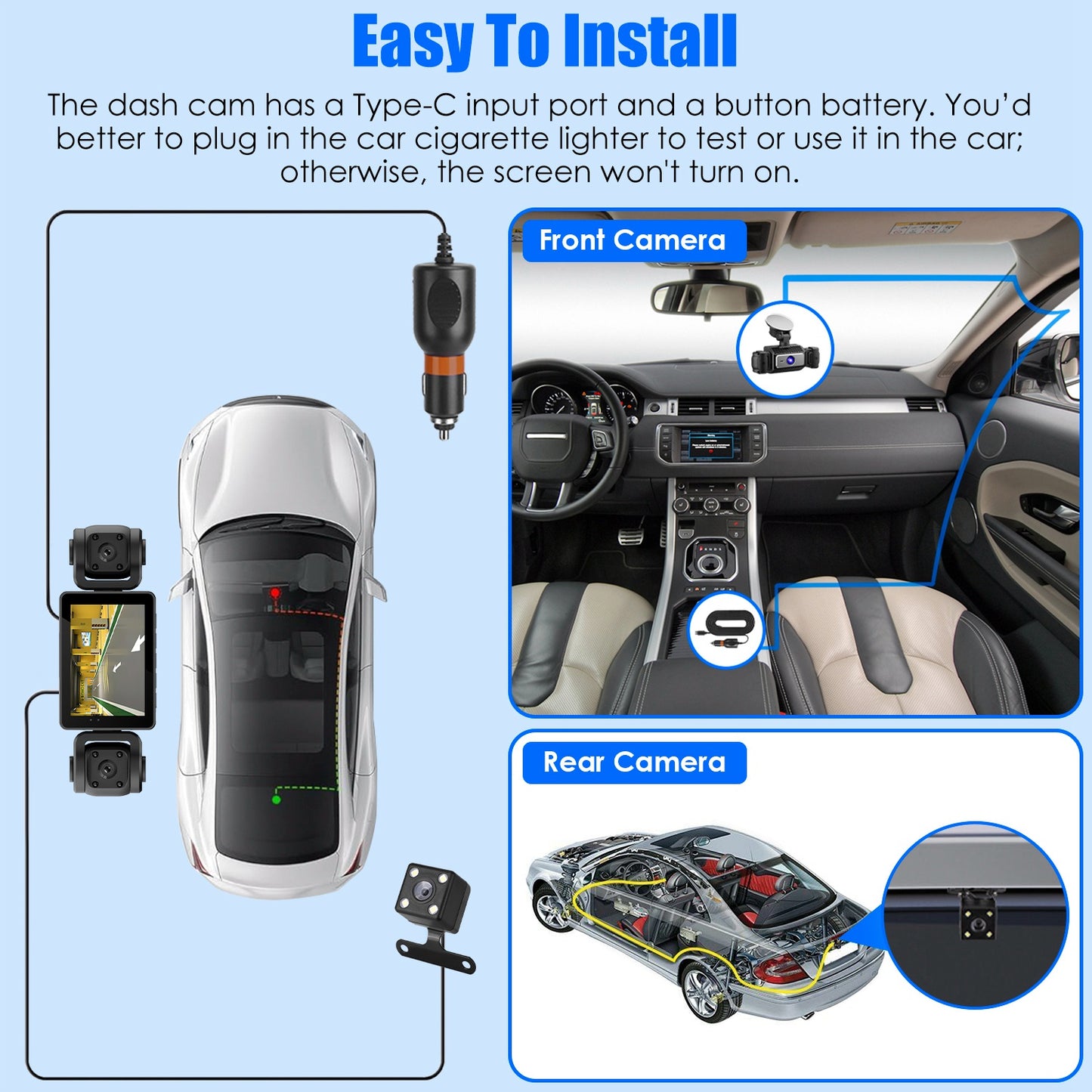 Web Based 4 Channel Car Dash Cam With 128G MMC Card 1080P Front 720P Left Right 480P Rear G-Sensor Parking Monitor Loop Recording Night Vision 360 Degree Surveillance Car Camera