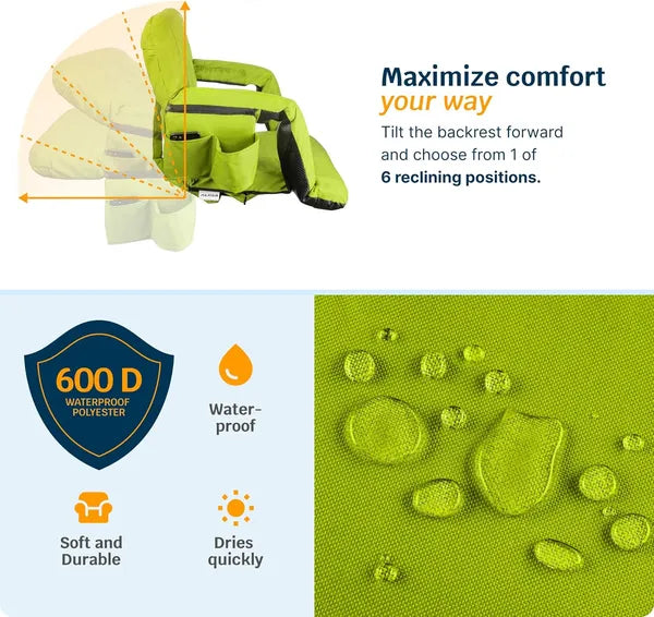 Web Based Alpcour Heated Reclining Stadium Seat For Bleachers With Back Support