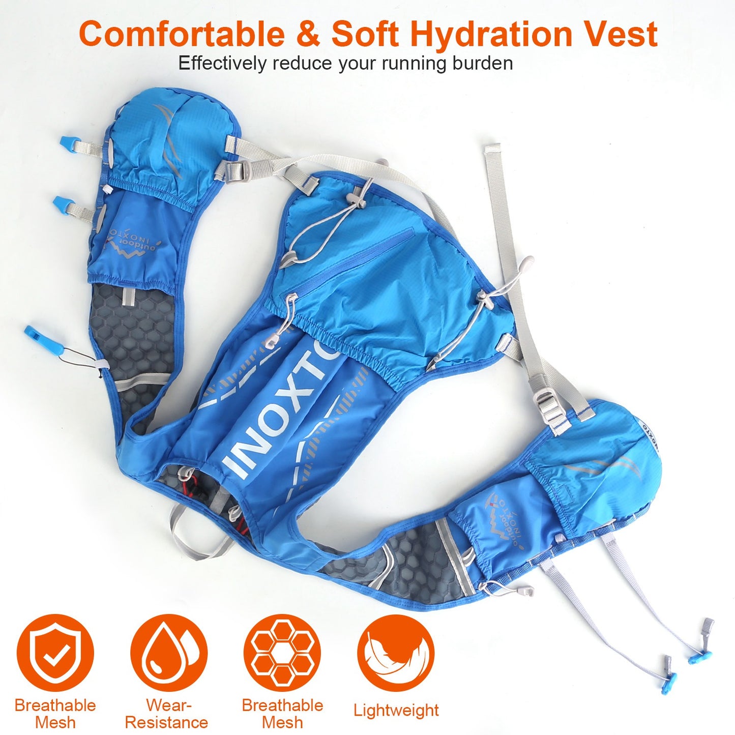 Web Based  Sport Hydration Vest Running Backpack With 15oz 50oz Water Bladder Adjustable Strap Storage Bag For Trail Running Marathon Race Hiking