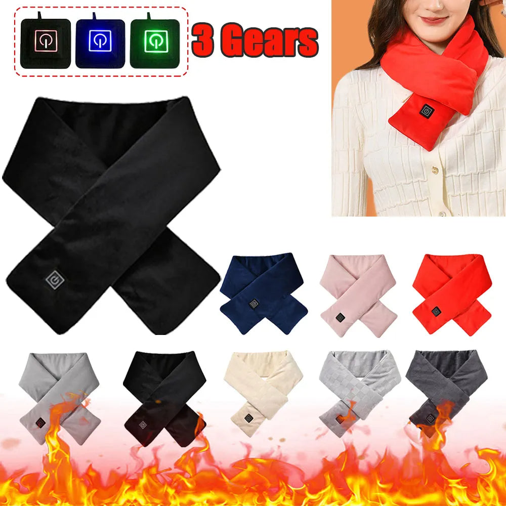 Web Based USB Women Men Heating Scarf Temperature Scarf 3 Gears Adjustable USB Charging Heat Control Neck Warmer For Cycling Camping USB Heated Scarf - Temperature Adjustable Heating Scarf