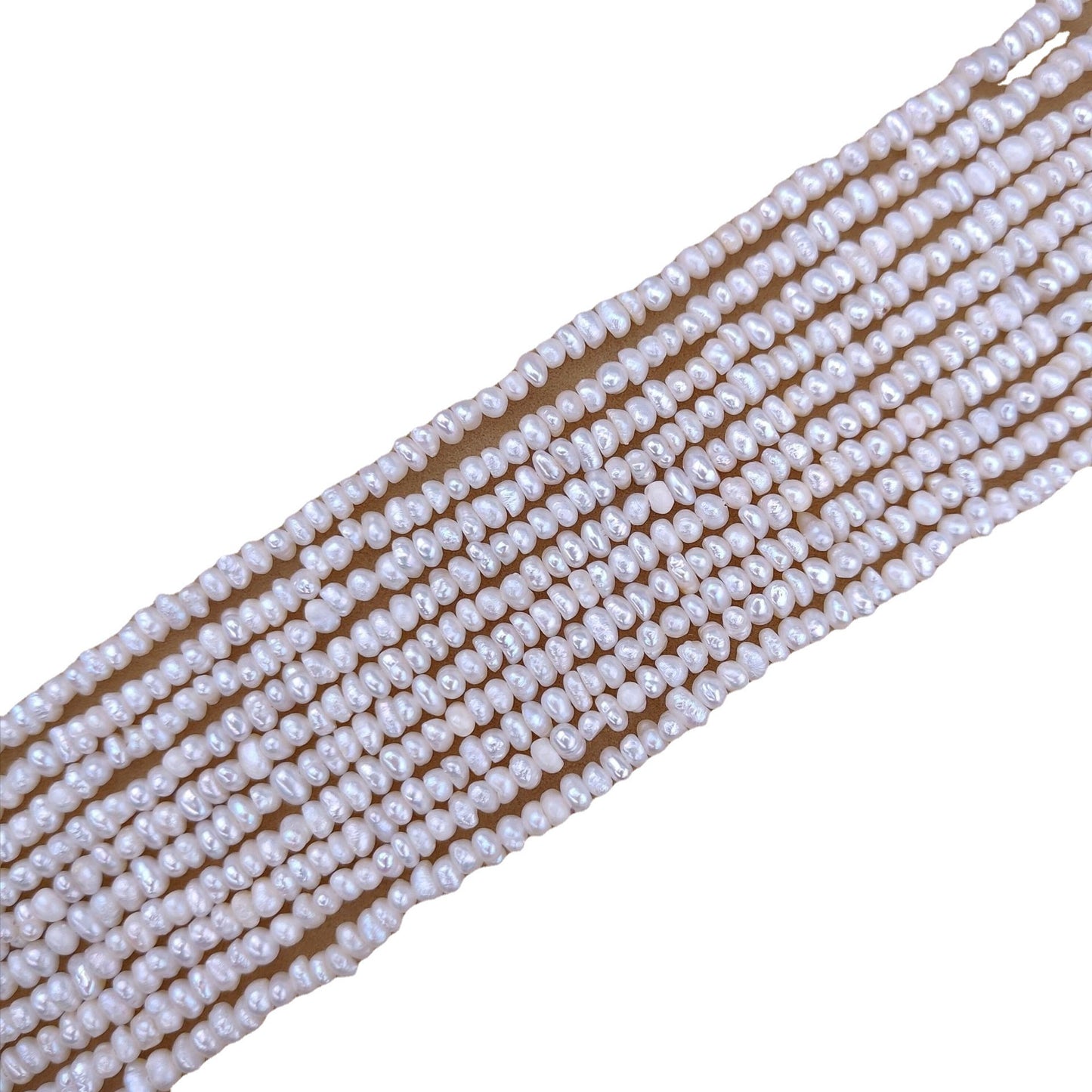 Web Based Natural Freshwater Pearl 3-4mm Flat Bead