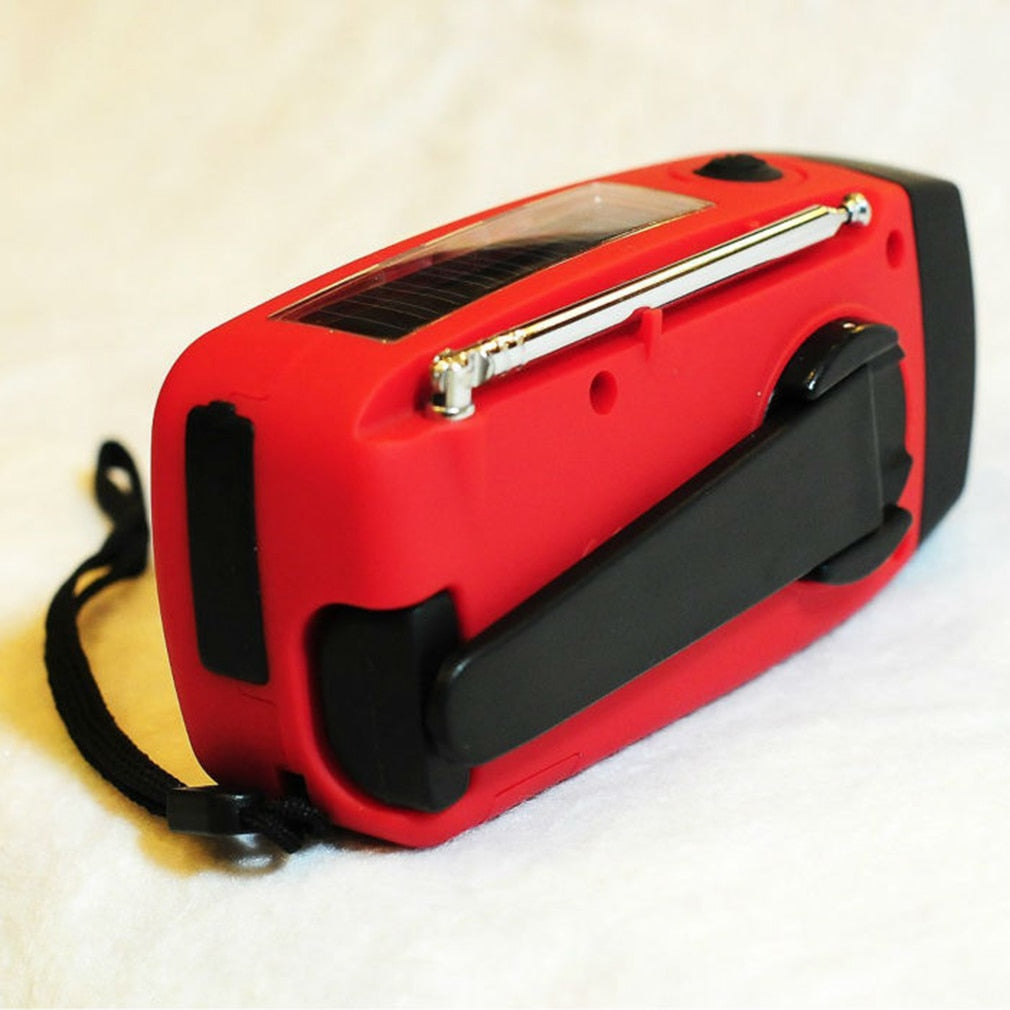 Web Based Solar hand crank USB charging radio flashlight