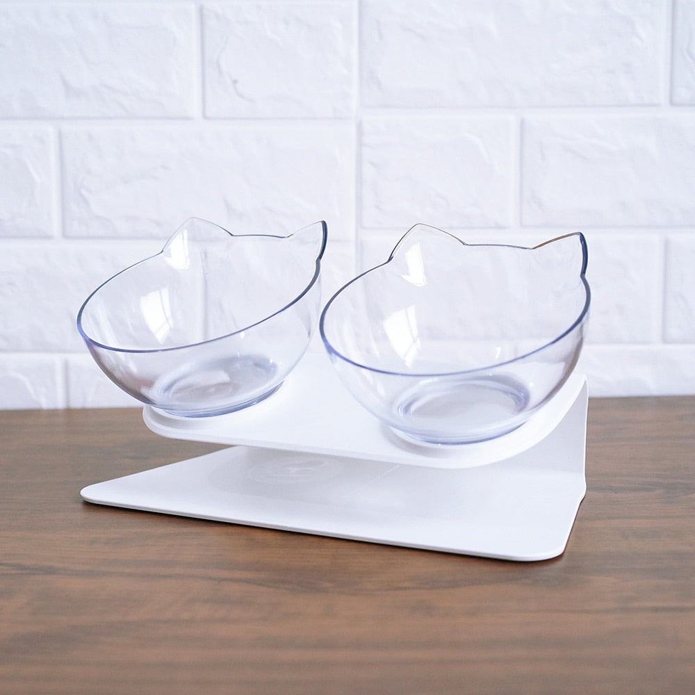 Web Based Cat Double Bowl Cat Food Bowl Protects Cervical Vertebra