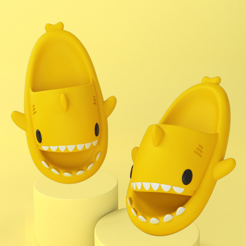 Web Based Adult's Slippers Indoor Outdoor Funny Shark Cartoon