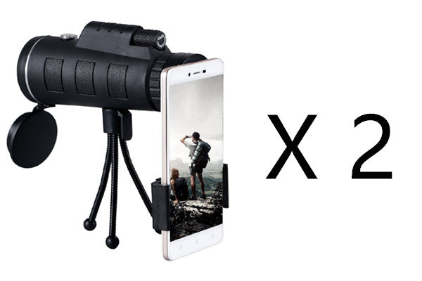 Web Based Compatible with Apple, Monocular Telescope Zoom Scope with Compass Phone Clip Tripod