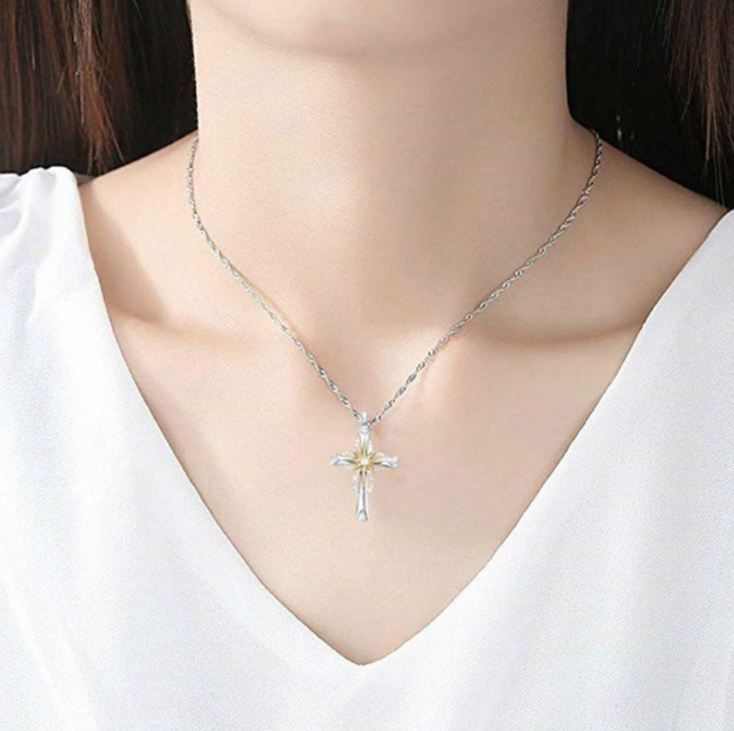 Web Based Octagonal Star Cross Alloy Pendant